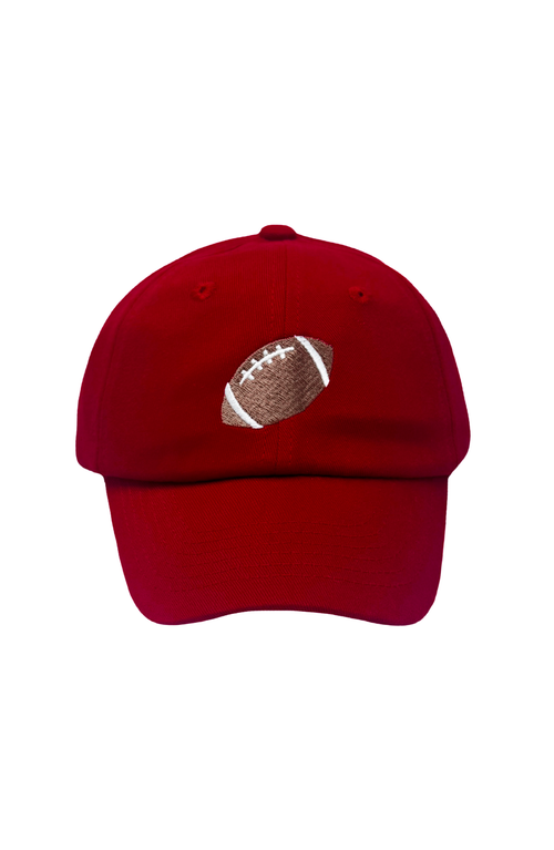 Bits & Bows Football Bow Baseball Hat In Burgundy