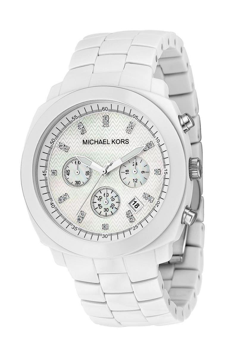 Michael Kors 'Tortoise & Goldtone Catwalk' Chronograph Watch, Main, color,