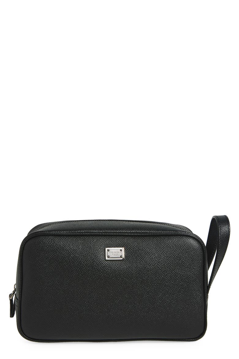 Sicily Leather Dopp Kit, Main, color, 80999 NERO