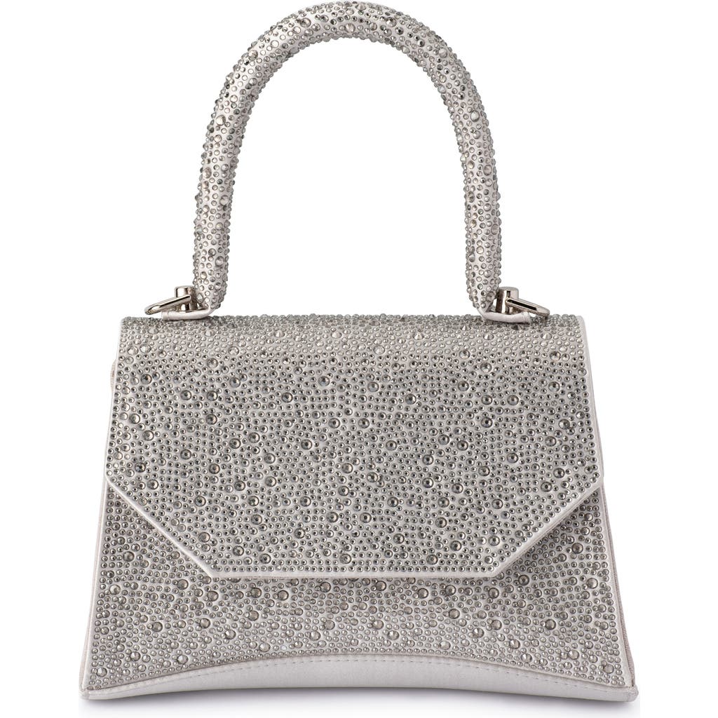 Olga Berg Kimmi Hotfix Top Handle Bag In Silver