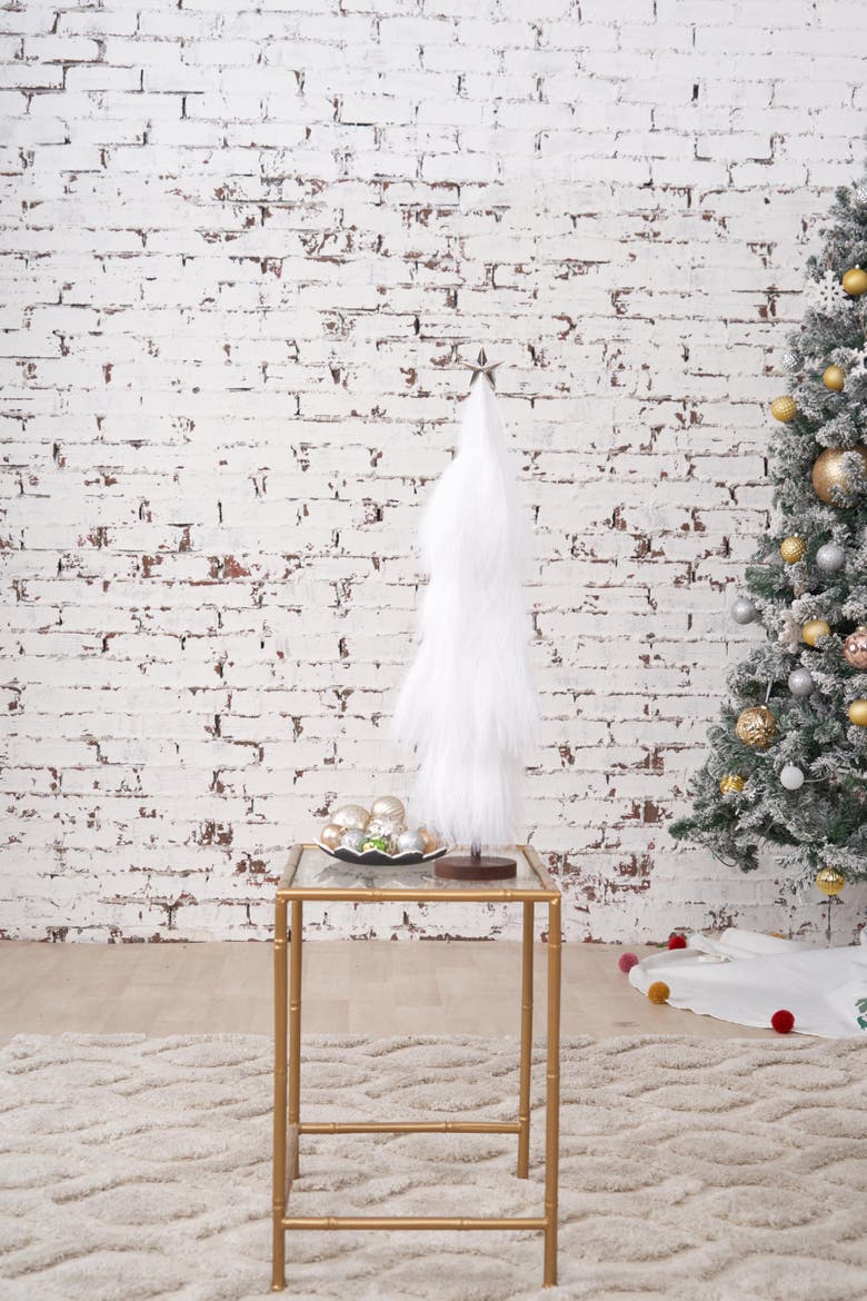 White Pampas Christmas Tree Figurine 27.56", Alternate, color, White