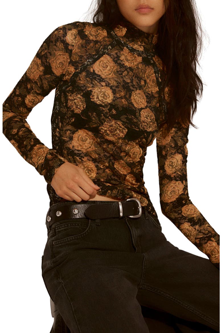 Lyric Floral Lace Top, Main, color, BLACK COMBO