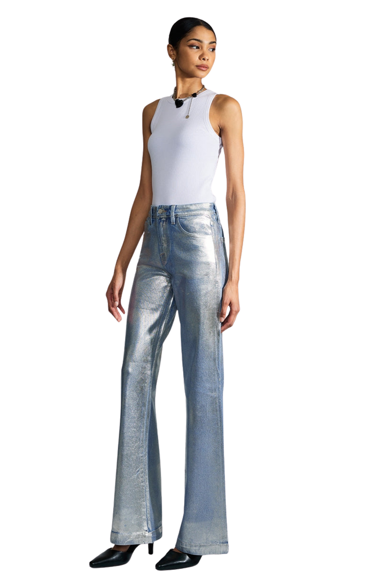 Luciana Premier High Rise Holly Flare Jeans, Alternate, color, Light Wash Metallic