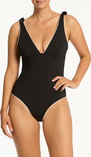 Sea Level Babylon Knotted Strap One-Piece Swimsuit