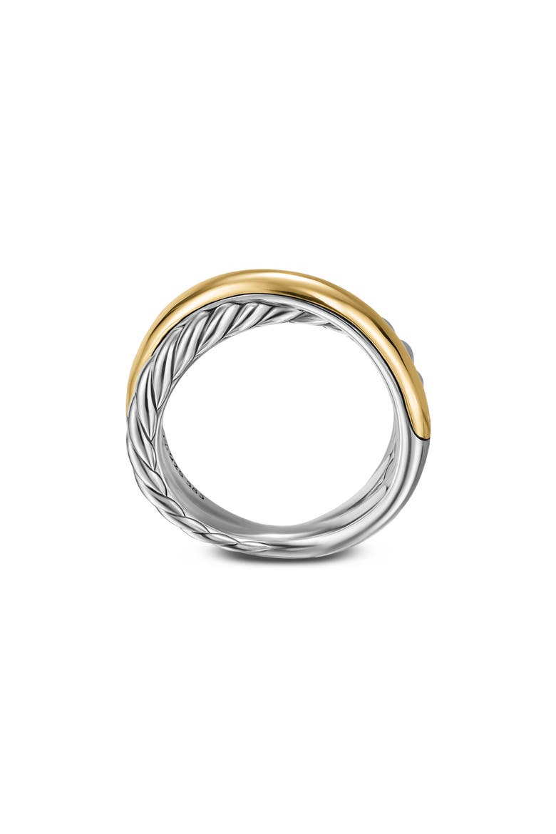 Crossover 14k Gold & Sterling Silver Two Row Ring, Alternate, color, SILVER/GOLD