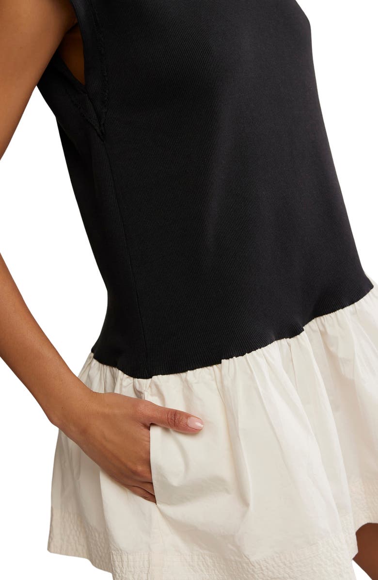 Free People Enya Mixed Media Minidress, Alternate, color, Black Combo