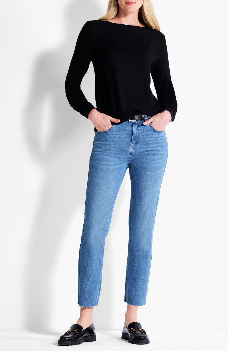 NZT by NIC+ZOE Sweet Dreams Ruched Sleeve Top, Alternate, color, 