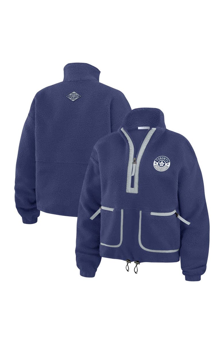 WEAR by Erin Andrews Women's WEAR by Erin Andrews  Blue Toronto Maple Leafs Polar Fleece Half-Zip Jacket, Main, color, Blue