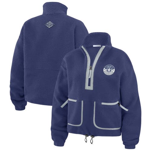 Wear By Erin Andrews Blue Toronto Maple Leafs Polar Fleece Half-zip Jacket In Blue
