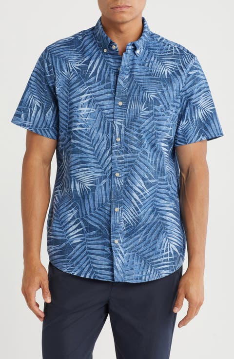 Palms Tailored Fit Short Sleeve Button-Down Shirt