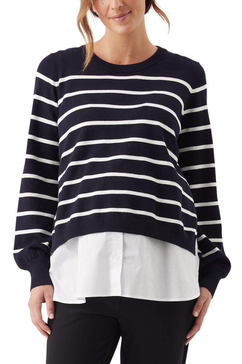 Anna Detachable Stripe Nursing Knit Sweater, Alternate, color, Midnight / White