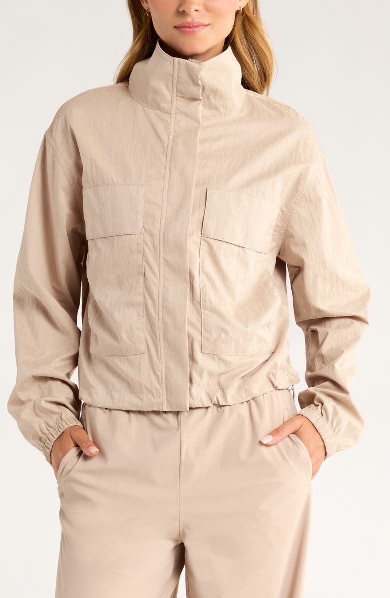 Zella Boundless Utility Jacket, Alternate, color, Tan Thread