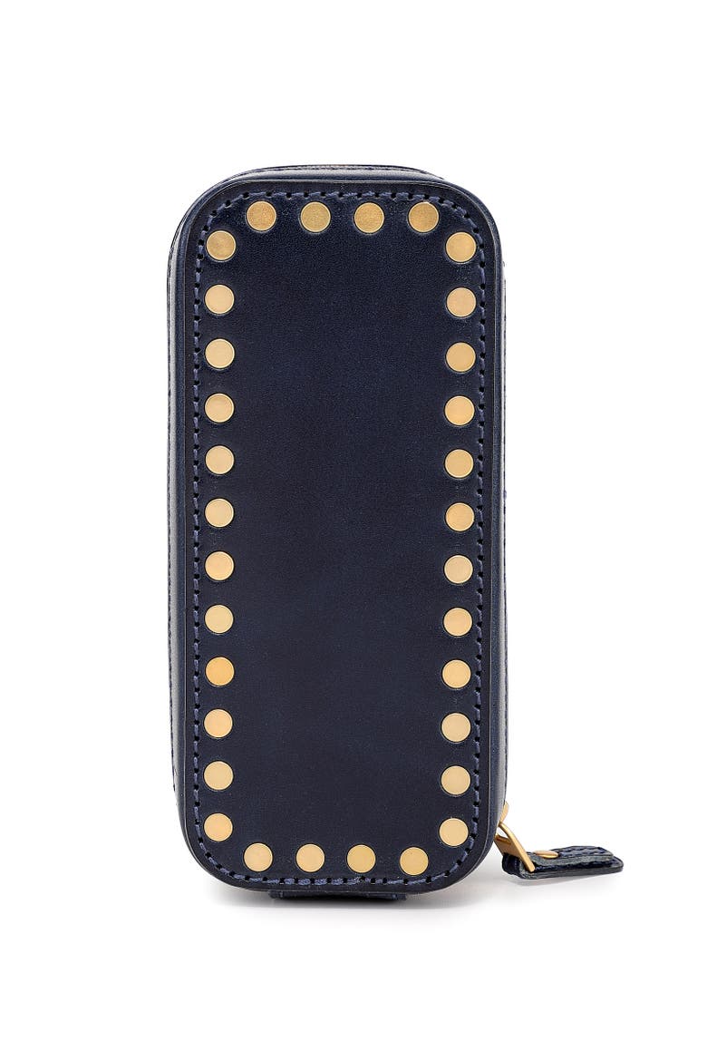 Oblong Genuine Leather Jewelry Box, Main, color, Navy