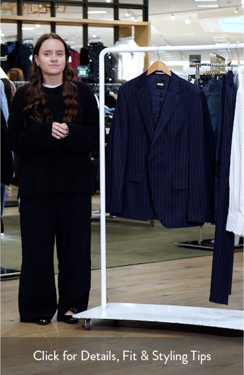 Huge Slim Fit Navy Pinstripe Wool Suit, sales video thumbnail