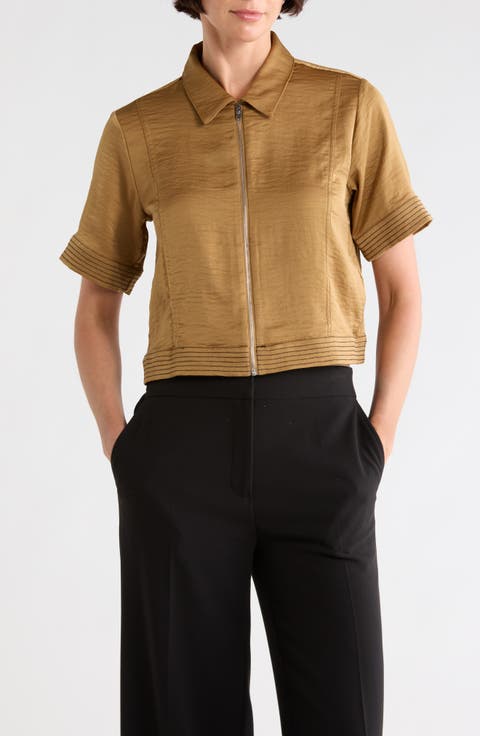 Short Sleeve Satin Jacket