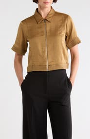 DKNY Short Sleeve Satin Jacket