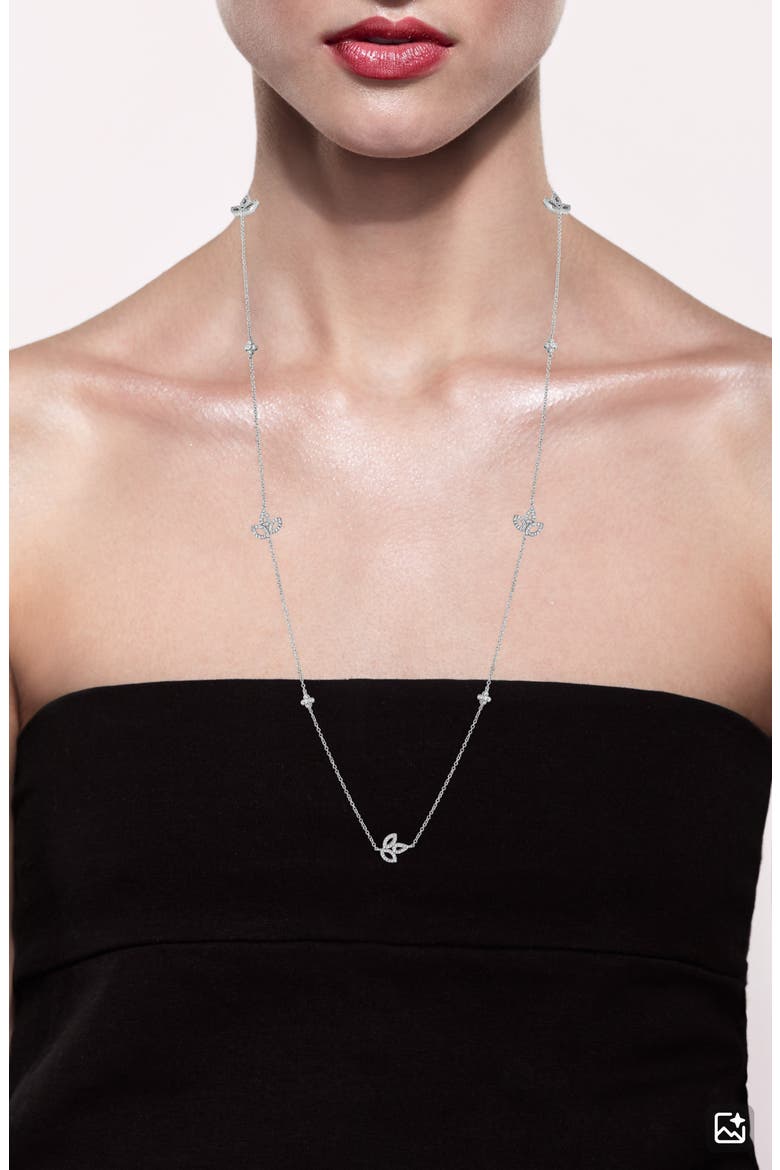 Cubic Zirconia Lily Station Chain Necklace (Nordstrom Exclusive), Alternate, color, CLEAR SILVER