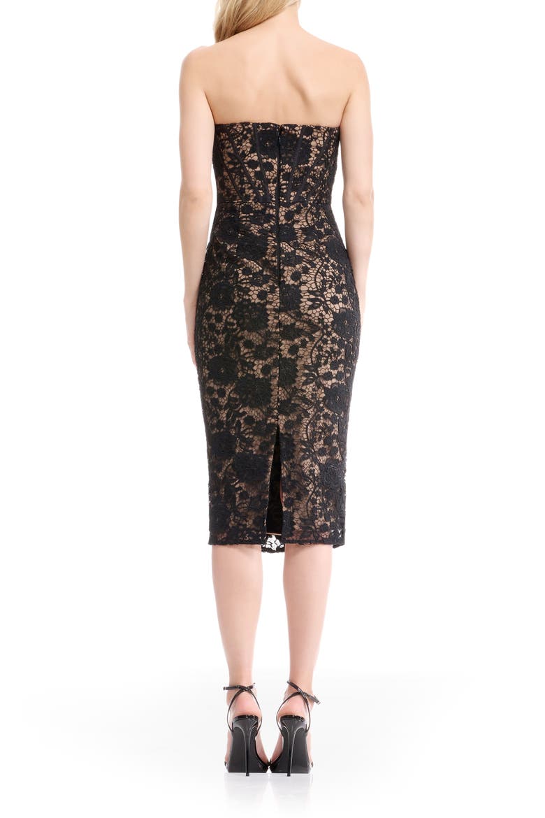 Cosette Strapless Lace Corset Cocktail Dress, Alternate, color, BLACK
