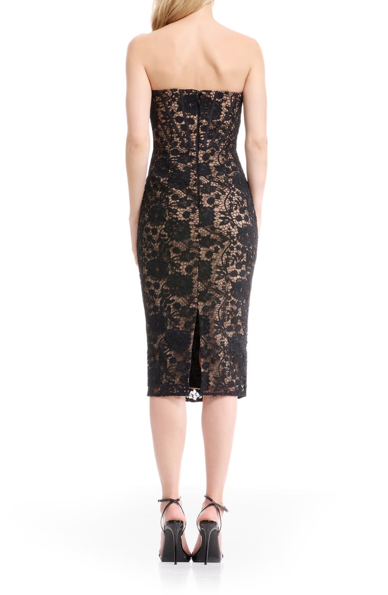 Dress the Population Cosette Strapless Lace Corset Cocktail Dress, Alternate, color, Black