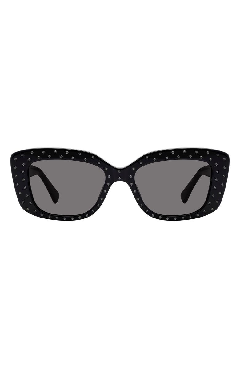 Kurt Geiger London 52mm Rectangular Sunglasses, Main, color, Size-Black/ Smoke