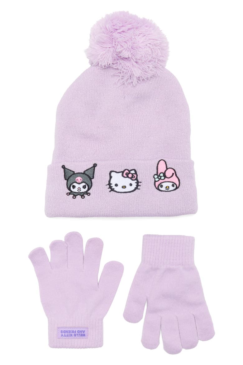 Kids' Hello Kitty & Friends Beanie & Gloves Set, Main, color, PURPLE