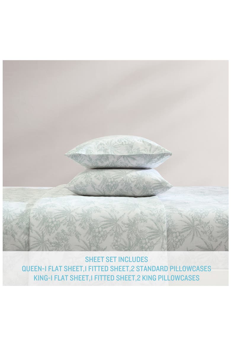 Pen & Ink Palm 200 Thread Count Sheet Set, Alternate, color, SPRING GREEN