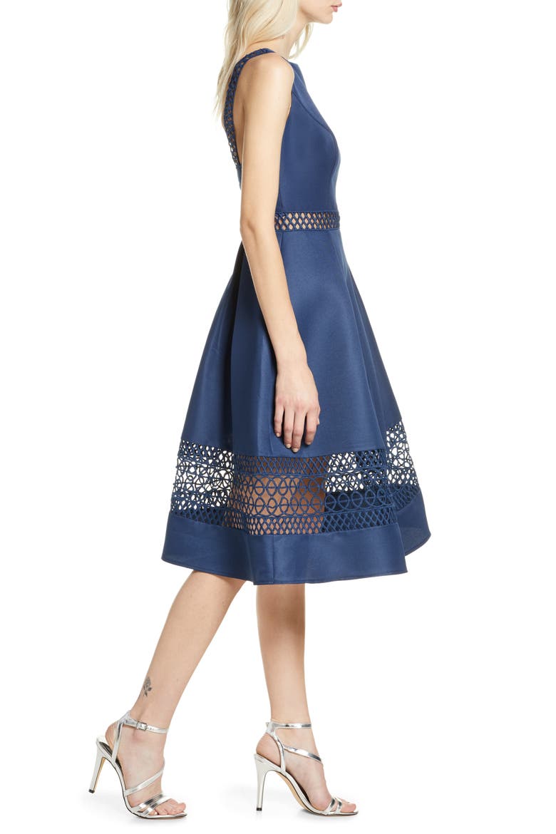 Delia Fit & Flare Dress, Alternate, color, NAVY