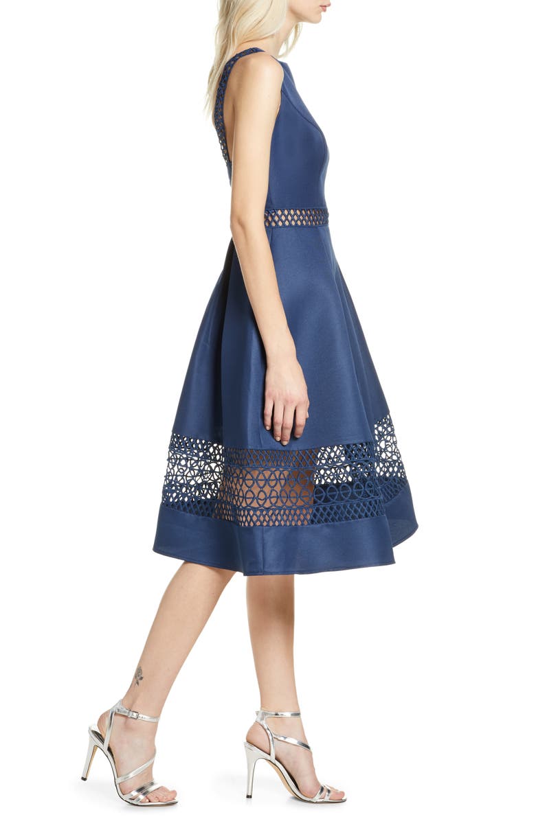 Chi Chi London Delia Fit & Flare Dress, Alternate, color, Navy