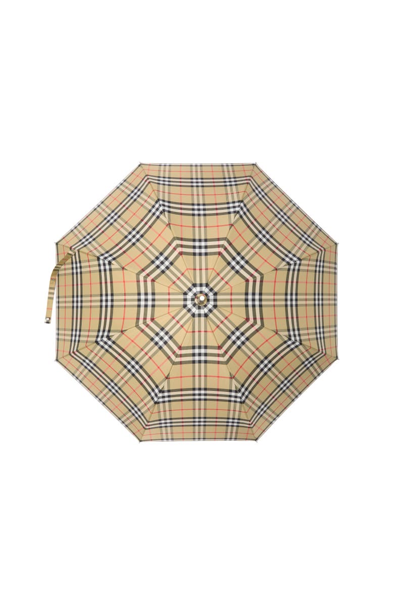 Burberry Check Walking Umbrella, Alternate, color, Sand Beige