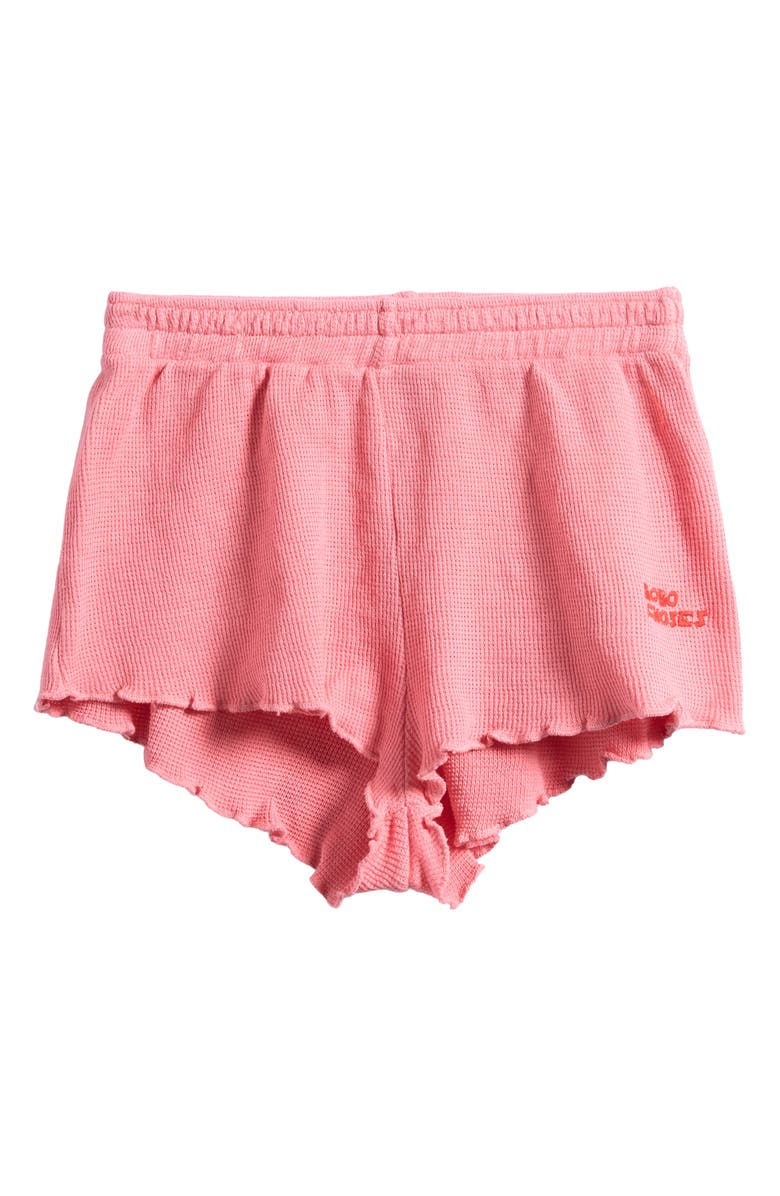 Bobo Choses Lettuce Edge Organic Cotton Waffle Knit Shorts, Main, color, Pink