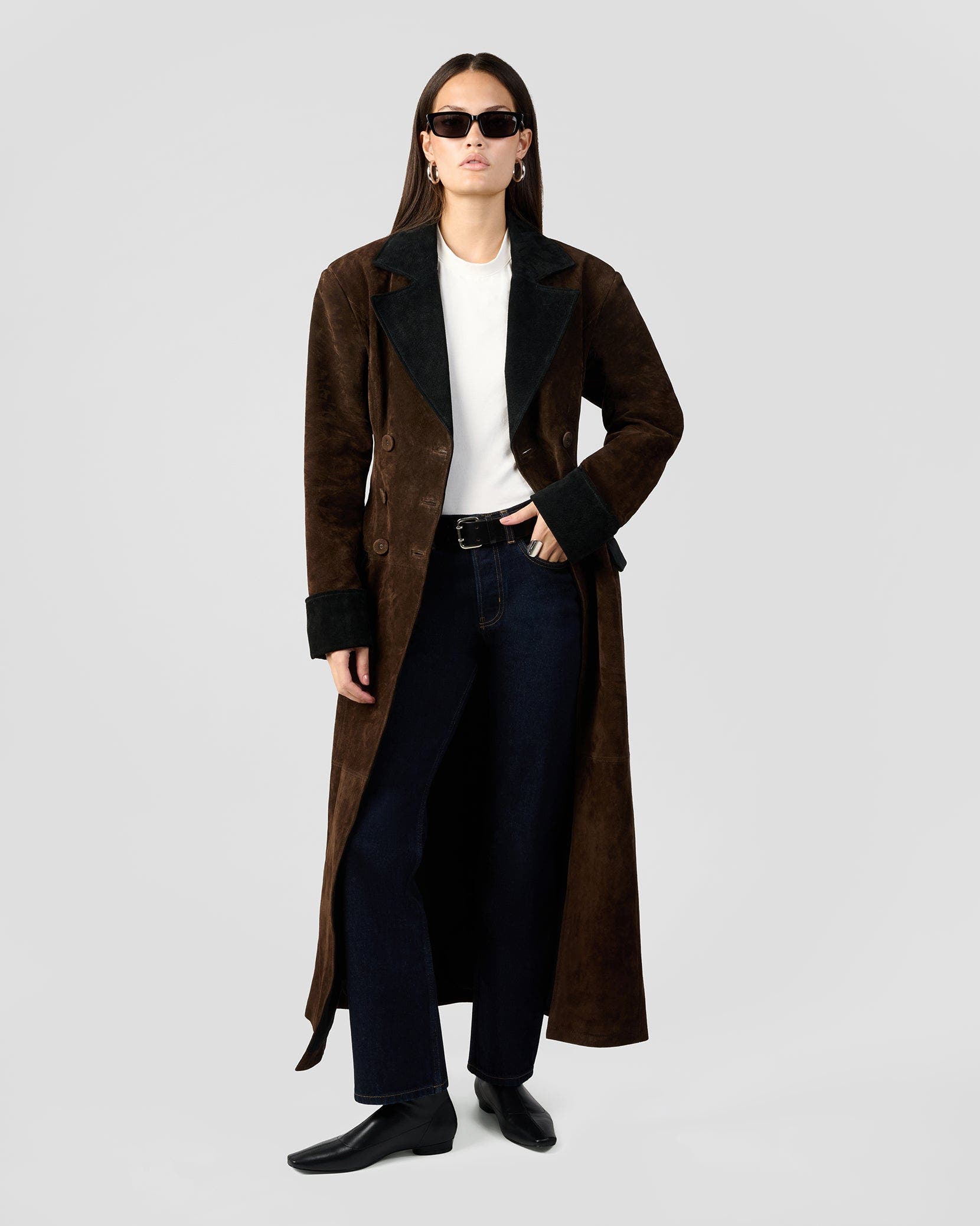 Premium Double Breasted Suede Coat - image 2