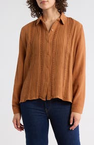 Forgotten Grace Front Pleat Button-Up Shirt