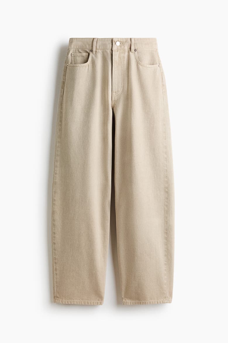 Baggy Regular-waist Barrel Jeans, Alternate, color, Light beige