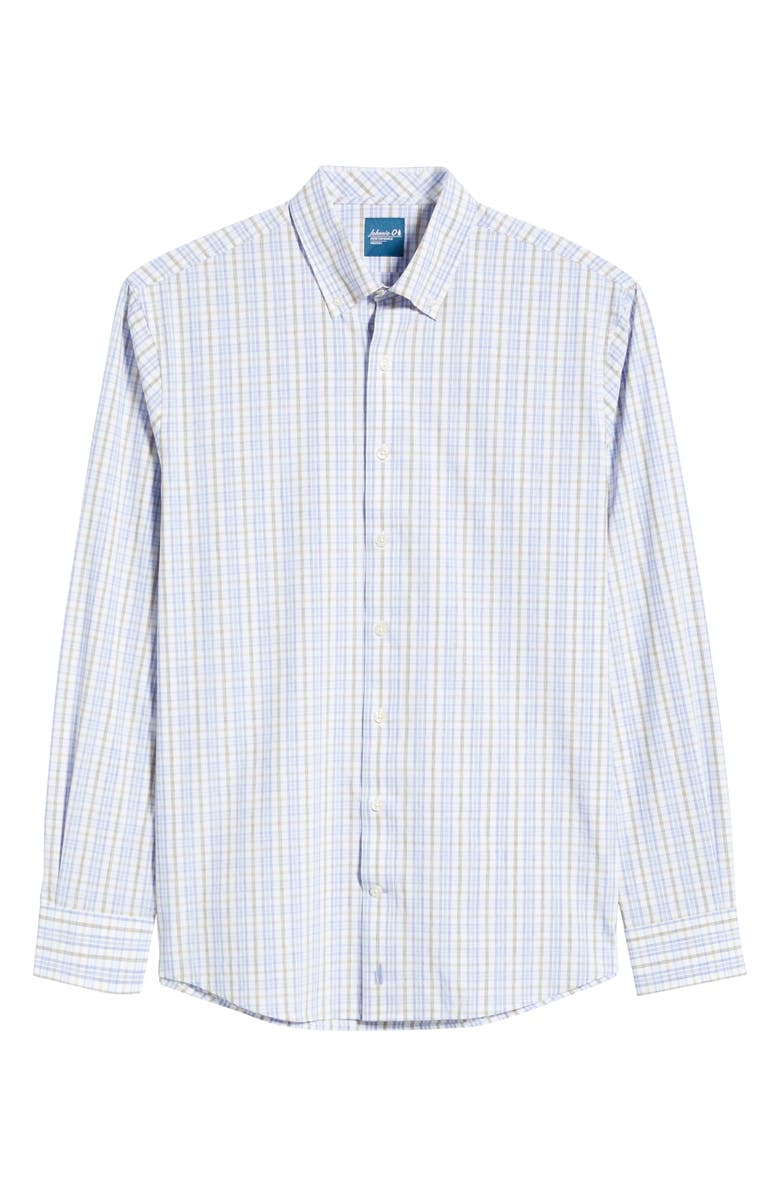johnnie-O Tinsley Plaid Everyday Performance Button-Down Shirt, Alternate, color, Laguna Blue