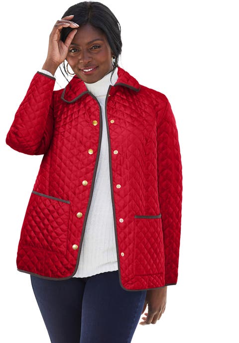 Snap-Front Quilted Coat (Plus Available)