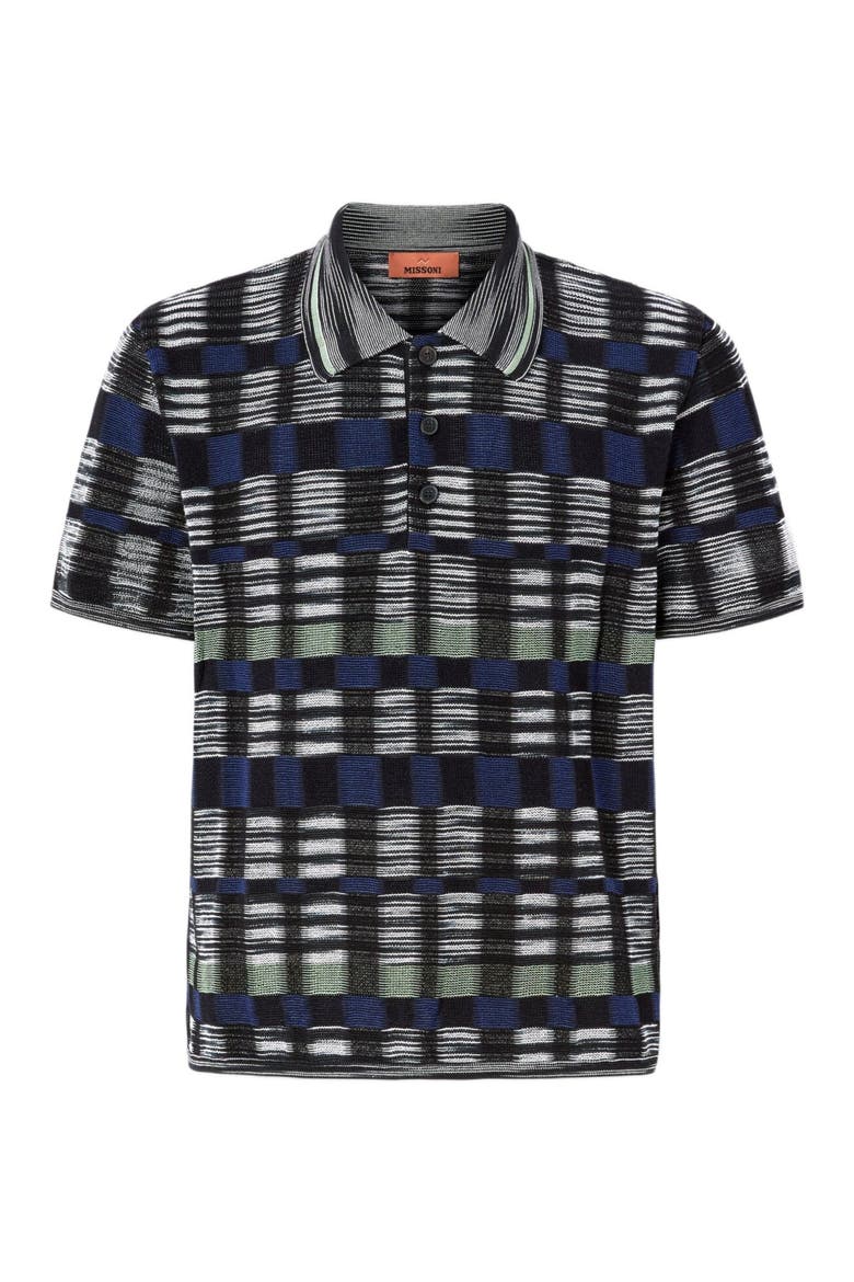 Cotton And Viscose Polo Shirt With Check Pattern, Alternate, color, Beige& White