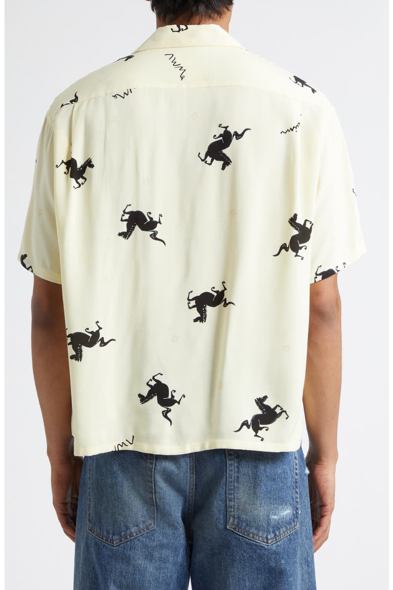 Crosby Horse Print Camp Shirt, Alternate, color, YELLOW