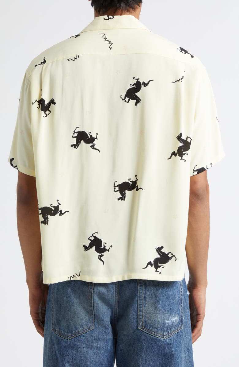 VISVIM Crosby Horse Print Camp Shirt, Alternate, color, Yellow