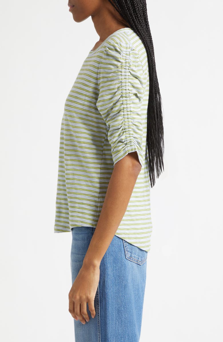 Veronica Beard Waldorf Stripe Ruched Sleeve Tee, Alternate, color, Banded Stripe