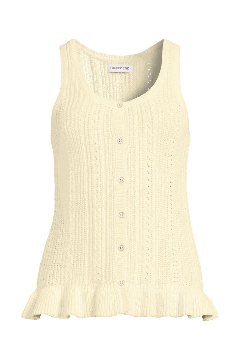 Cotton Boucle Ruffle Hem Sleeveless Sweater, Alternate, color, Fresh Ivory