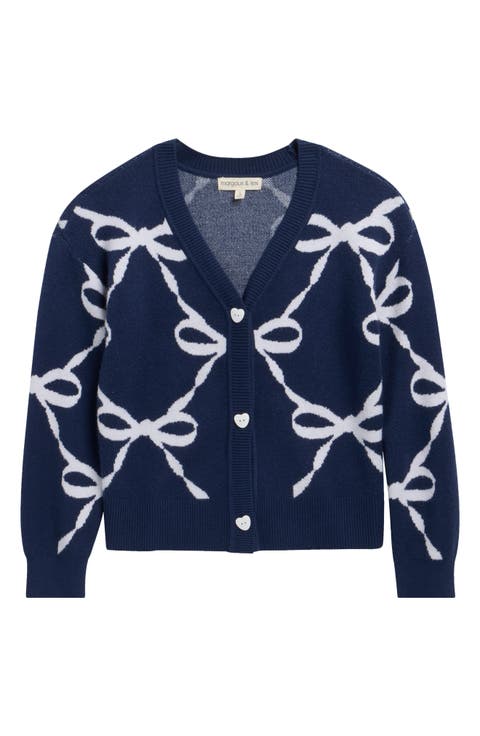 Kids' Bow Jacquard Cardigan