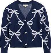 MARGAUX AND LEXI Kids' Bow Jacquard Cardigan