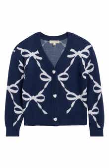 Kids' Bow Jacquard Cardigan