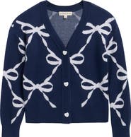 MARGAUX AND LEXI Kids' Bow Jacquard Cardigan