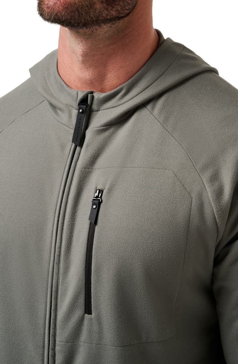 TravisMathew Quest Polar Fleece Zip-Up Hoodie, Alternate, color, Dark Olive