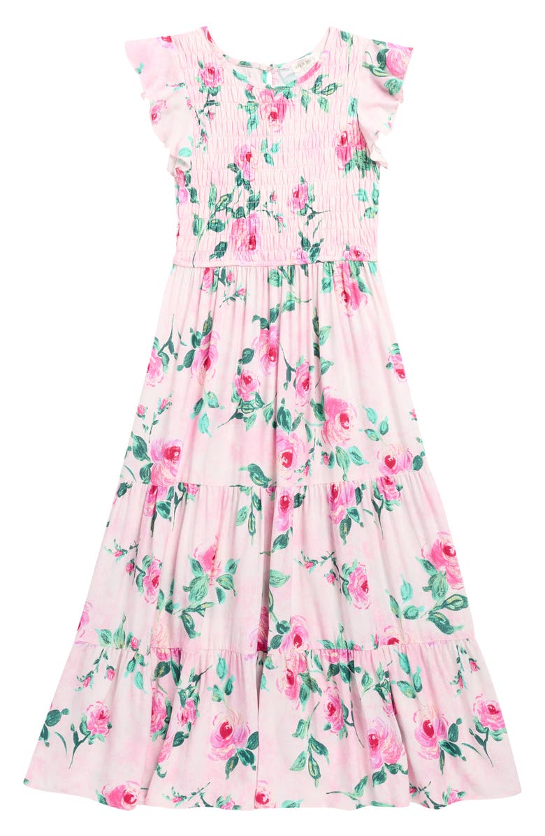 Ava & Yelly Kids' Floral Maxi Dress, Main, color, Pink