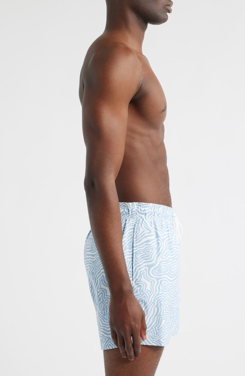 Bugatchi Cruz Geo Print Swim Trunks, Alternate, color, Air Blue