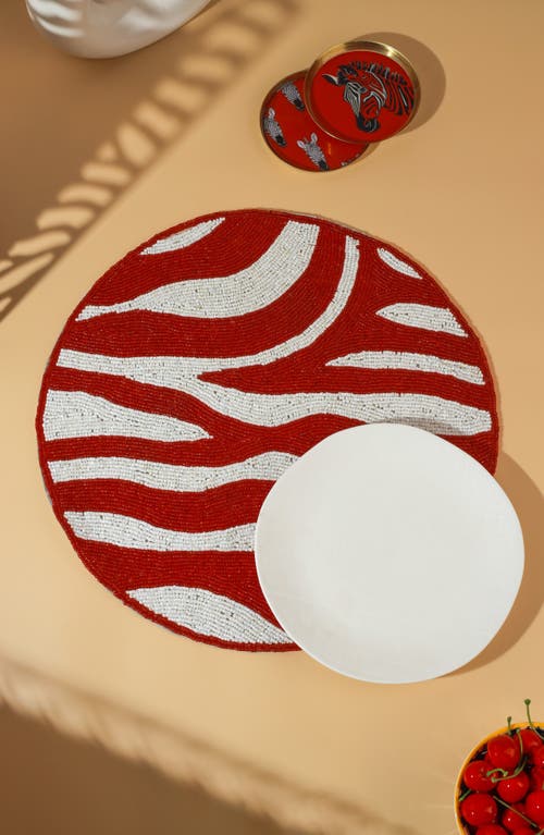 Tiramisu The Safari Scarlet Beaded Coaster In Red