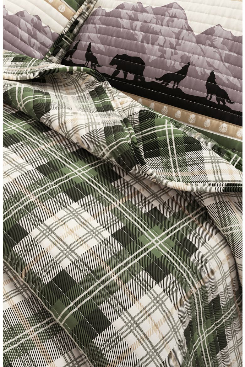 Mountain Scene Plaid Quilt Set, Alternate, color, FOREST PATCHWORK