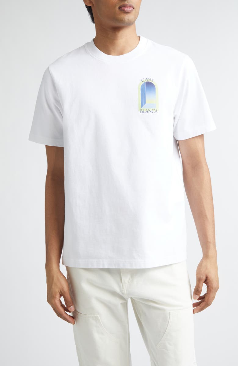 Casablanca Arches Classic Organic Cotton Graphic T-Shirt, Main, color, Bright White